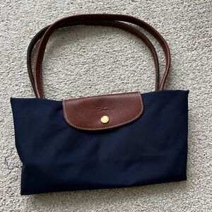 Longchamp Navy and Brown Tote Bag, Medium Size, Authentic
